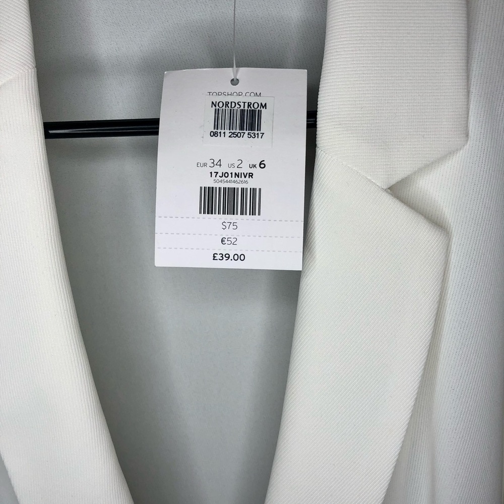 Topshop White Rose Gold Button Blazer Jacket